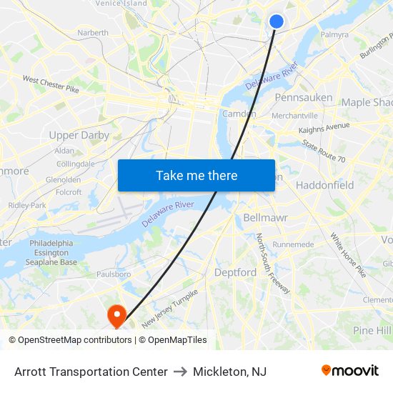 Arrott Transportation Center to Mickleton, NJ map