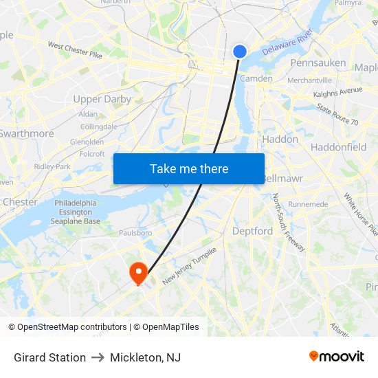 Girard Station to Mickleton, NJ map