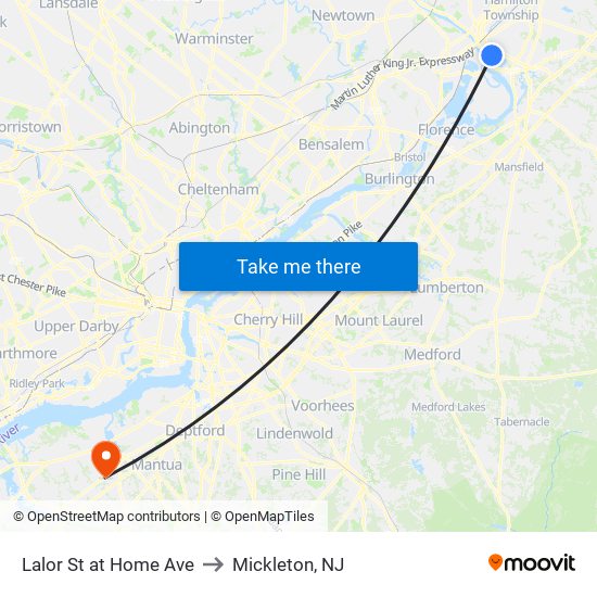 Lalor St at Home Ave to Mickleton, NJ map