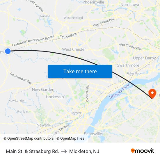 Main St. & Strasburg Rd. to Mickleton, NJ map