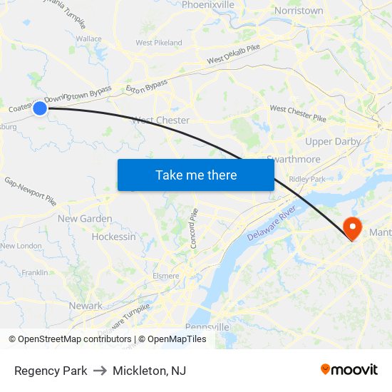 Regency Park to Mickleton, NJ map