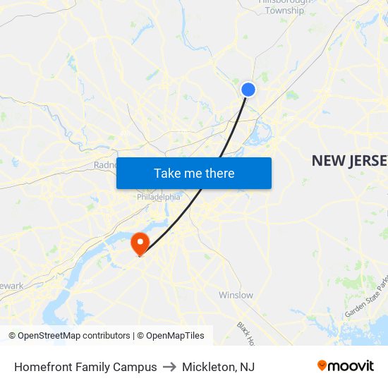 Homefront Family Campus to Mickleton, NJ map