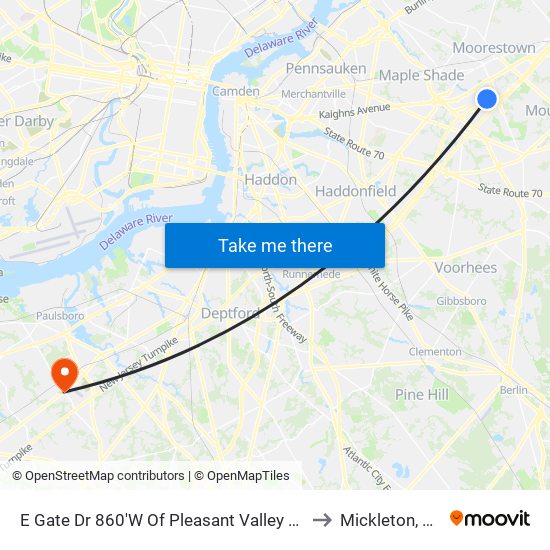 E Gate Dr 860'W Of Pleasant Valley Rd to Mickleton, NJ map