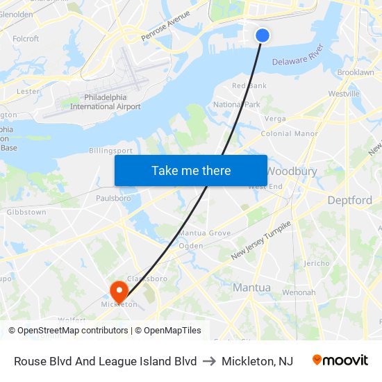 Rouse Blvd And League Island Blvd to Mickleton, NJ map