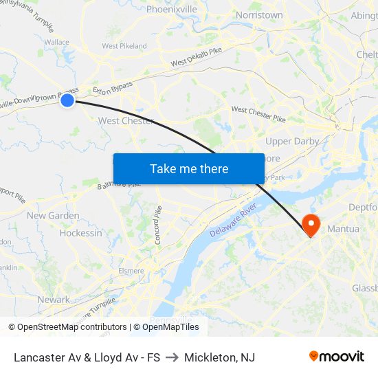 Lancaster Av & Lloyd Av - FS to Mickleton, NJ map