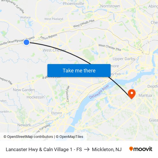 Lancaster Hwy & Caln Village 1 - FS to Mickleton, NJ map