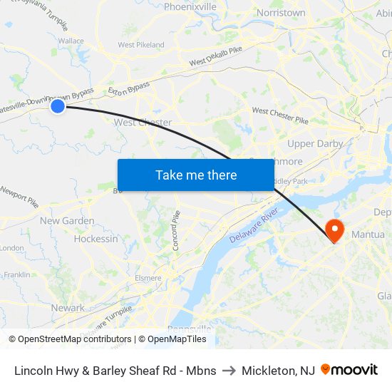 Lincoln Hwy & Barley Sheaf Rd - Mbns to Mickleton, NJ map