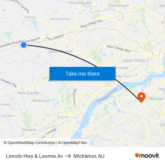 Lincoln Hwy & Loomis Av to Mickleton, NJ map