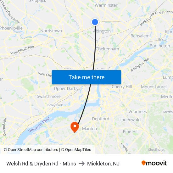 Welsh Rd & Dryden Rd - Mbns to Mickleton, NJ map