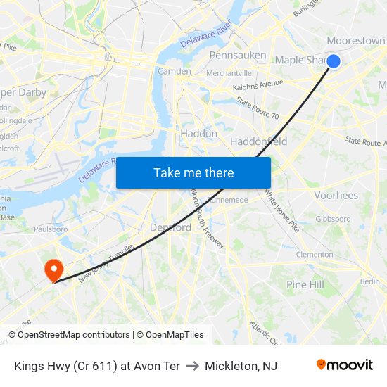 Kings Hwy (Cr 611) at Avon Ter to Mickleton, NJ map
