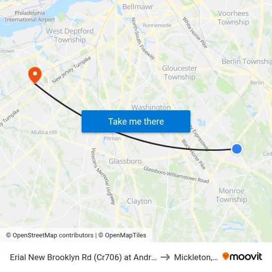 Erial New Brooklyn Rd (Cr706) at Andrews Rd to Mickleton, NJ map