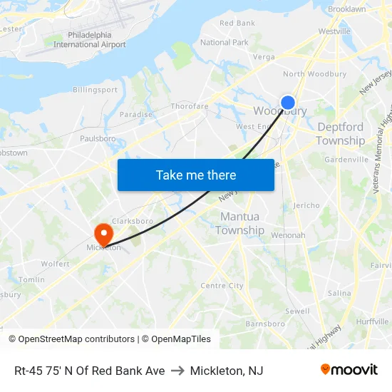 Rt-45 75' N Of Red Bank Ave to Mickleton, NJ map
