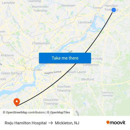 Rwju Hamilton Hospital to Mickleton, NJ map