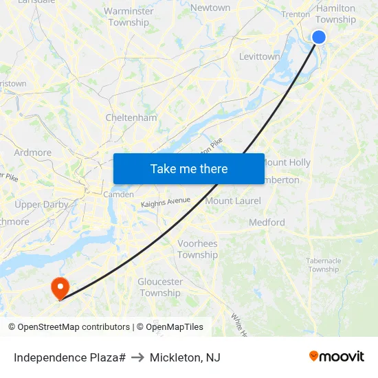 Independence Plaza# to Mickleton, NJ map