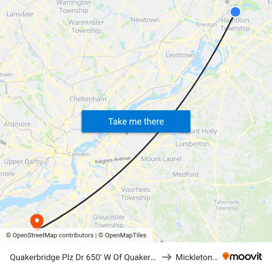Quakerbridge Plz Dr 650' W Of Quakerbridge Rd to Mickleton, NJ map