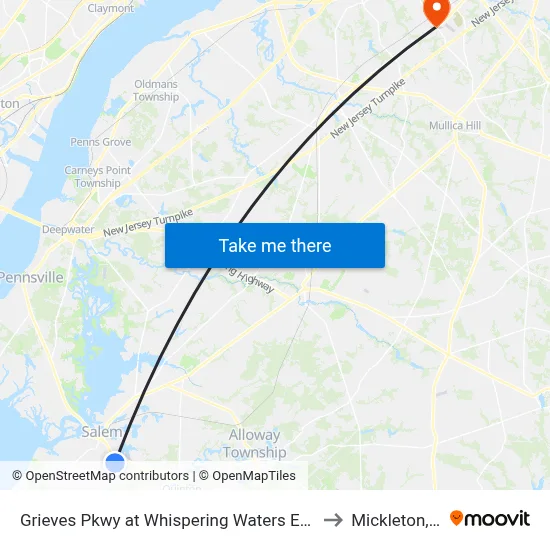 Grieves Pkwy at Whispering Waters Entrance to Mickleton, NJ map