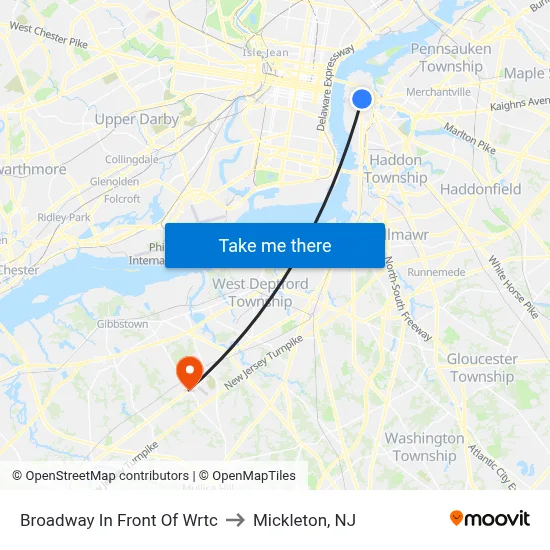 Broadway In Front Of Wrtc to Mickleton, NJ map