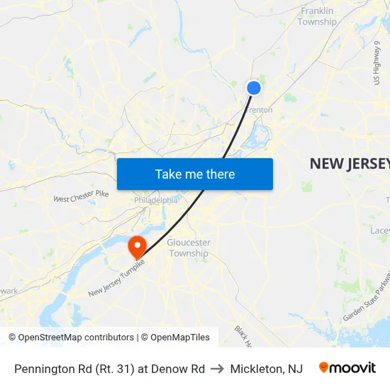 Pennington Rd (Rt. 31)  at Denow Rd to Mickleton, NJ map