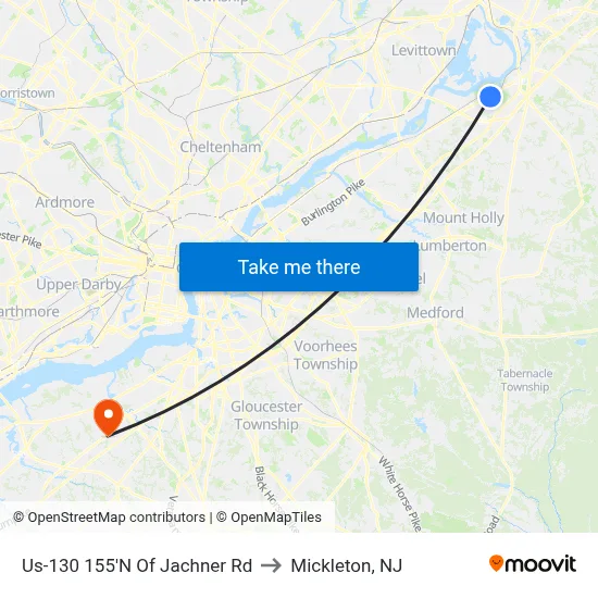 Us-130 155'N Of Jachner Rd to Mickleton, NJ map