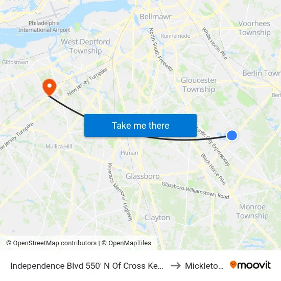 Independence Blvd 550' N Of Cross Keys Rd. (Cr689) to Mickleton, NJ map