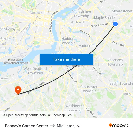 Boscov's Garden Center to Mickleton, NJ map