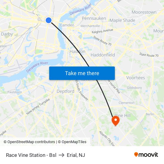 Race Vine Station - Bsl to Erial, NJ map
