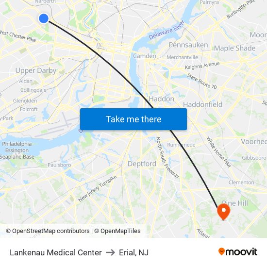 Lankenau Medical Center to Erial, NJ map