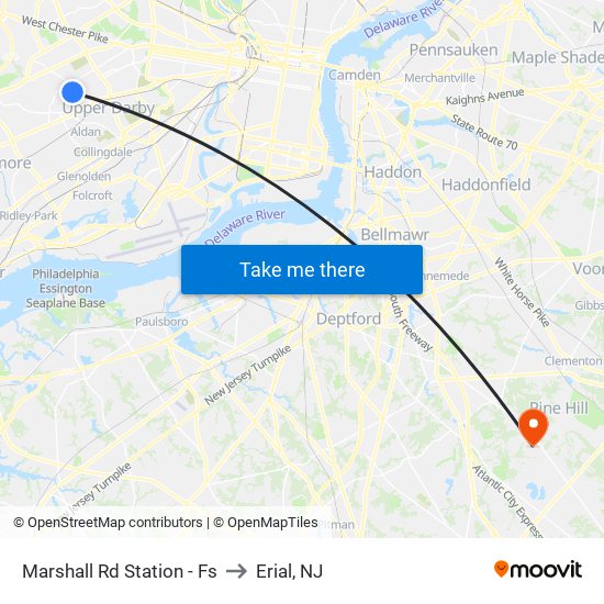 Marshall Rd Station - Fs to Erial, NJ map