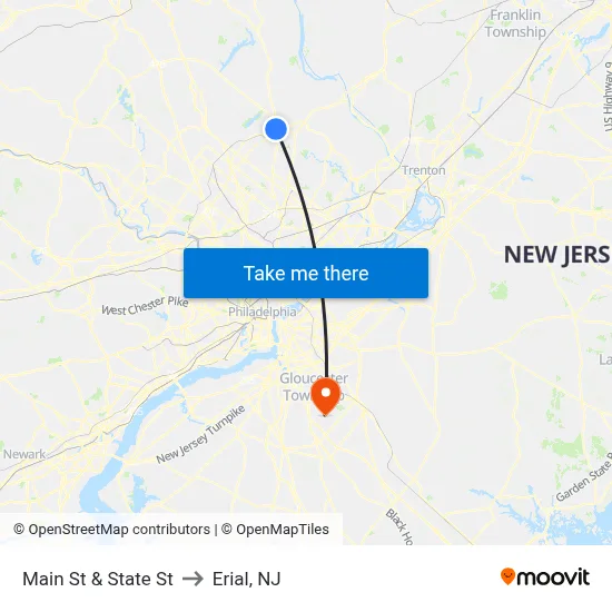 Main St & State St to Erial, NJ map