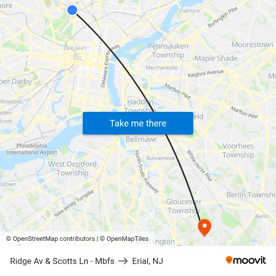 Ridge Av & Scotts Ln - Mbfs to Erial, NJ map