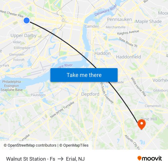 Walnut St Station - Fs to Erial, NJ map