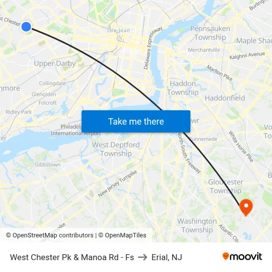 West Chester Pk & Manoa Rd - Fs to Erial, NJ map