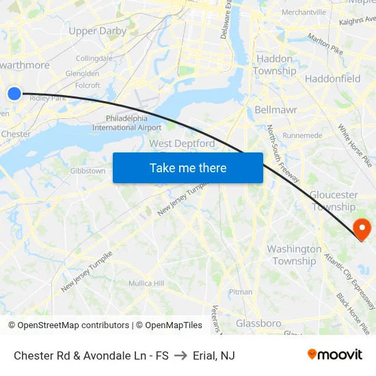 Chester Rd & Avondale Ln - FS to Erial, NJ map