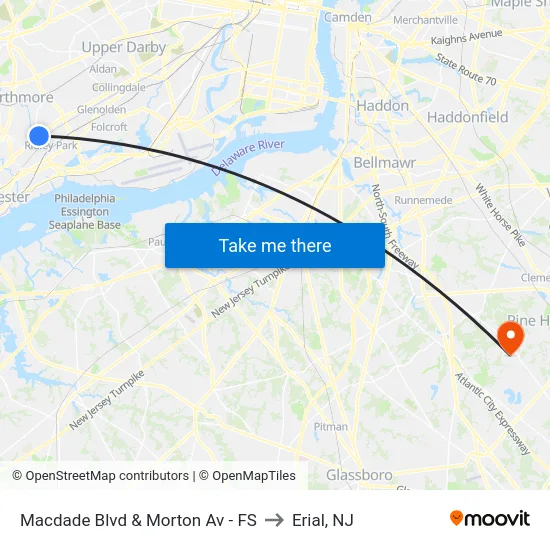 Macdade Blvd & Morton Av - FS to Erial, NJ map