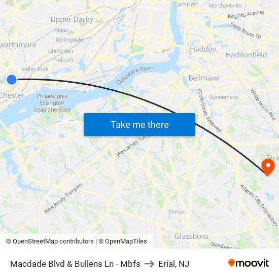 Macdade Blvd & Bullens Ln - Mbfs to Erial, NJ map