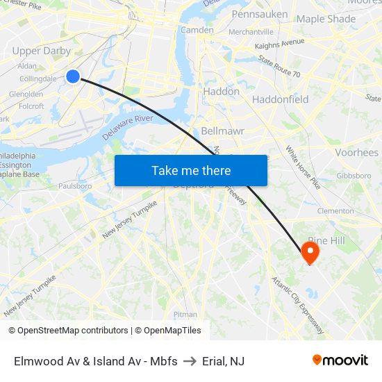 Elmwood Av & Island Av - Mbfs to Erial, NJ map