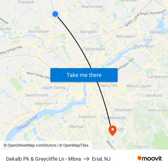 Dekalb Pk & Greycliffe Ln - Mbns to Erial, NJ map