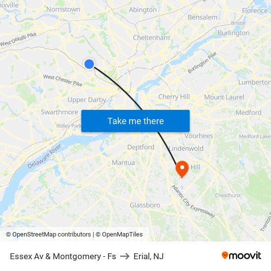 Essex Av & Montgomery - Fs to Erial, NJ map