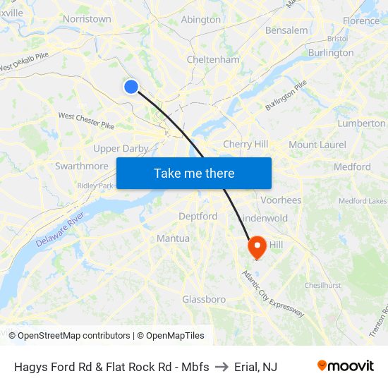 Hagys Ford Rd & Flat Rock Rd - Mbfs to Erial, NJ map