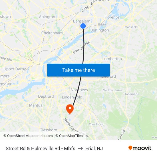 Street Rd & Hulmeville Rd - Mbfs to Erial, NJ map