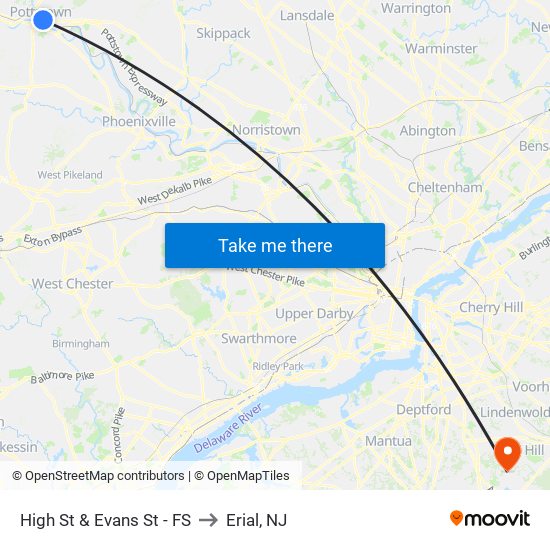 High St & Evans St - FS to Erial, NJ map