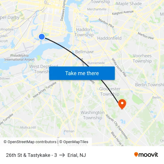 26th St & Tastykake - 3 to Erial, NJ map