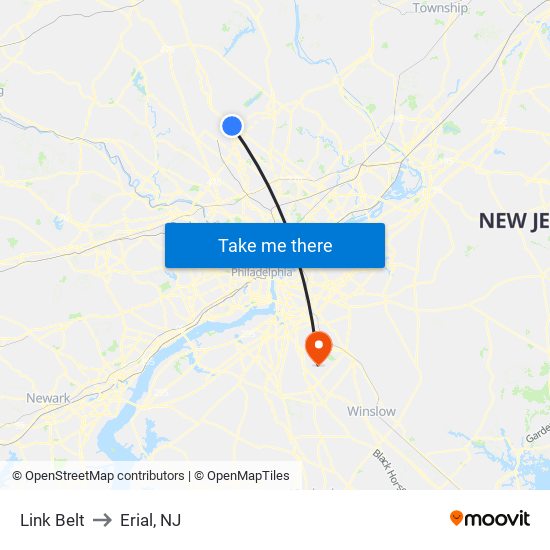 Link Belt to Erial, NJ map