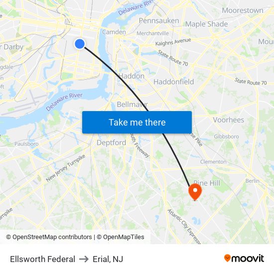 Ellsworth Federal to Erial, NJ map