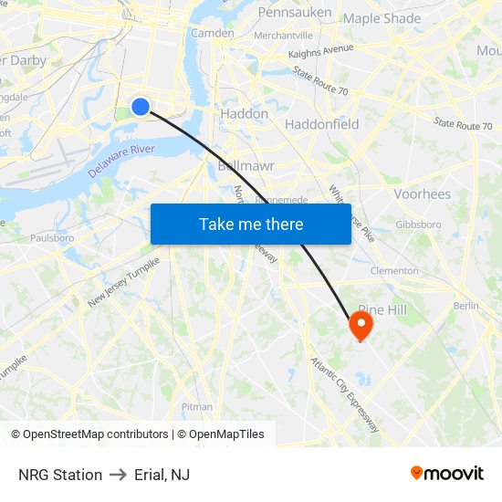 NRG Station to Erial, NJ map