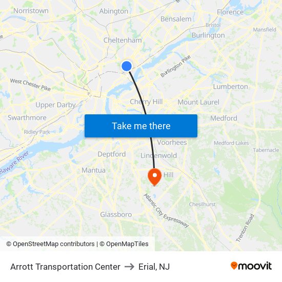 Arrott Transportation Center to Erial, NJ map