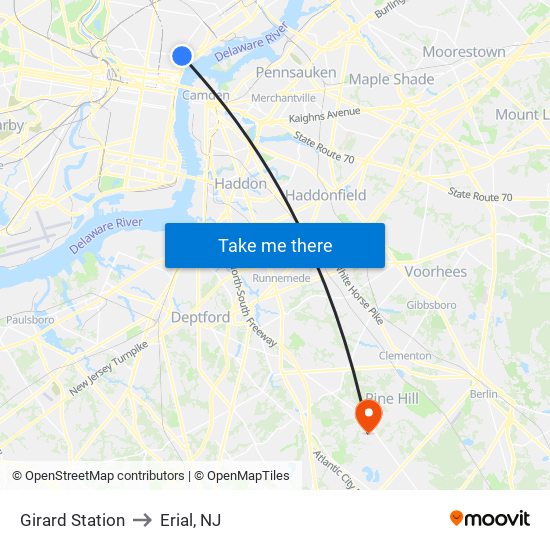 Girard Station to Erial, NJ map
