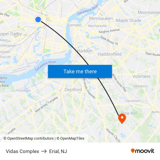 Vidas Complex to Erial, NJ map
