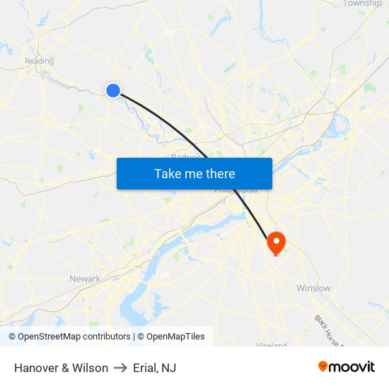 Hanover & Wilson to Erial, NJ map