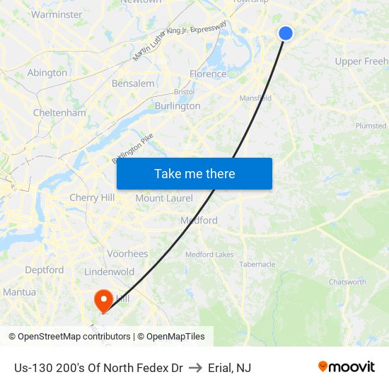 Us-130 200's Of North Fedex Dr to Erial, NJ map
